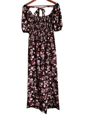 We Love Fashion Floral Summer Wide Leg Smocked One Piece Romper Size Large